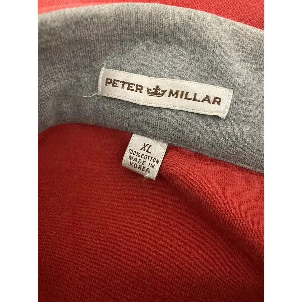 Men Peter Millar Melange 1/4 zip orange pullover sweater, XL